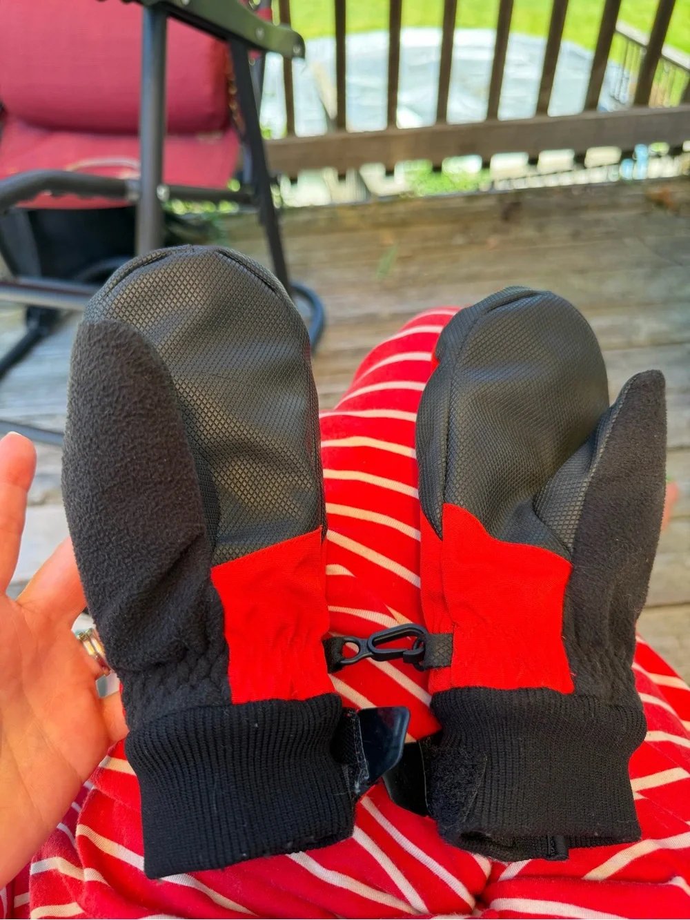 Obermeyer Kids Ski Mittens | Size XL | Red & Black Waterproof Winter Gloves